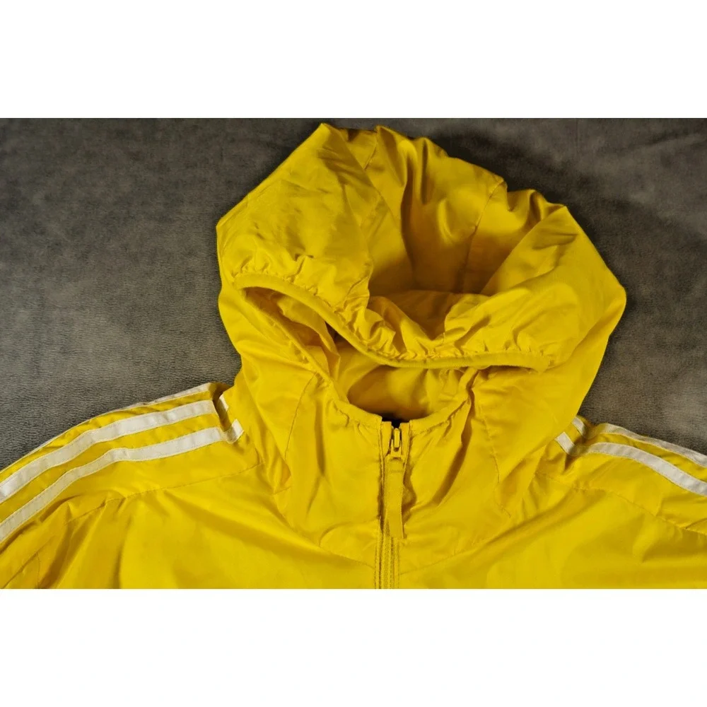 Adidas Primegreen Jacket Mens M Yellow 3-Stripes Hooded Puffer Full Zip‎ Pockets
